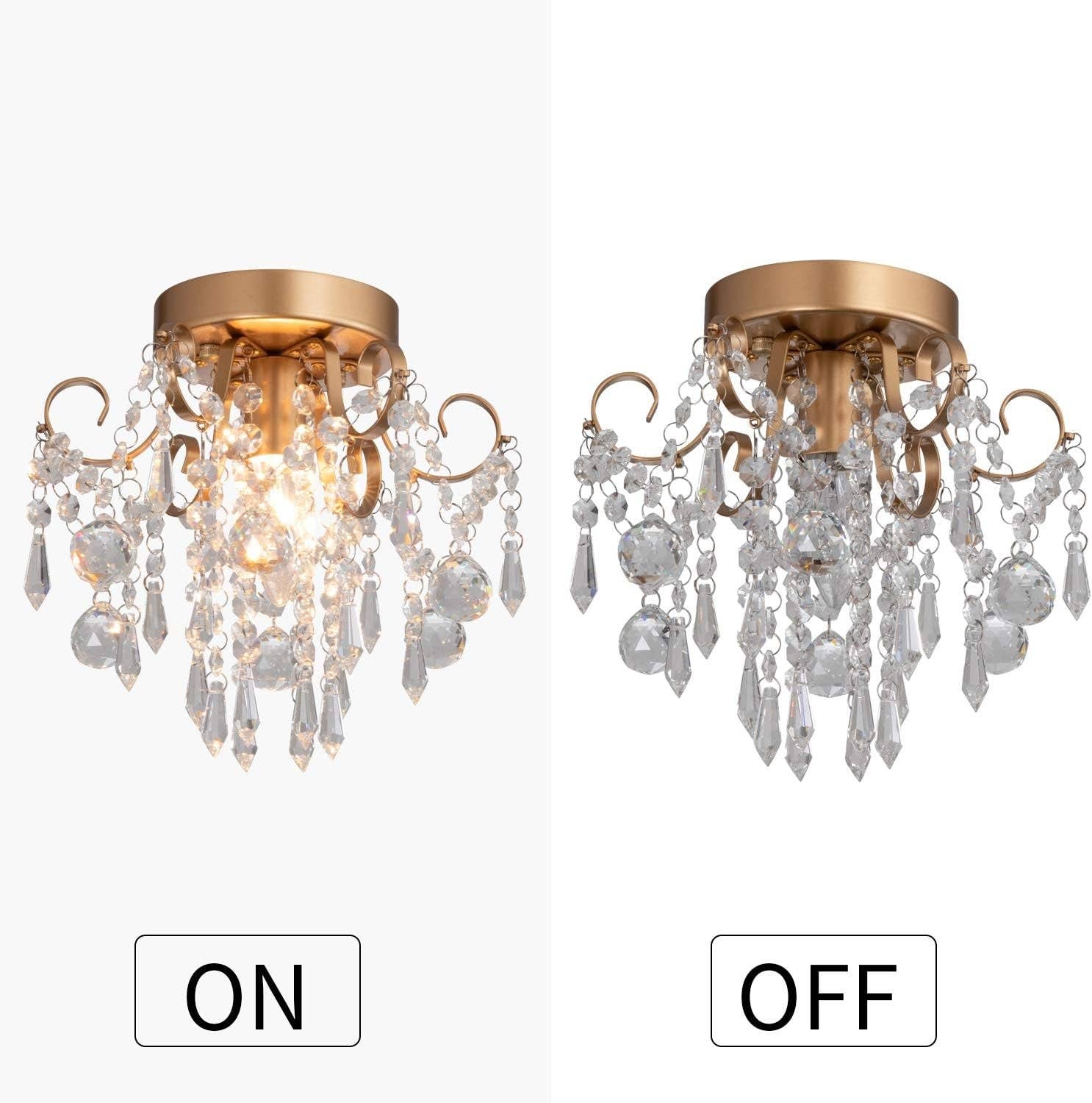 Mini Crystal Chandelier Flush Mount Gold Ceiling Light for wholesale on Faire6