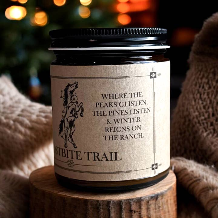 The Gift Gala Shop Candle Co. - Wholesale Jar/Filled Candle - "Frostbite Trail” Western Candles | Rustic Holiday Candles1
