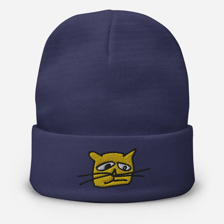 Dumb Cat Embroidered Beanie for wholesale by dailydumbcat