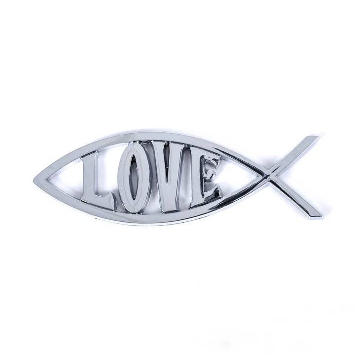 Auto Emblem Love Fish Silver Pk6 for wholesale by Swanson Christian Products