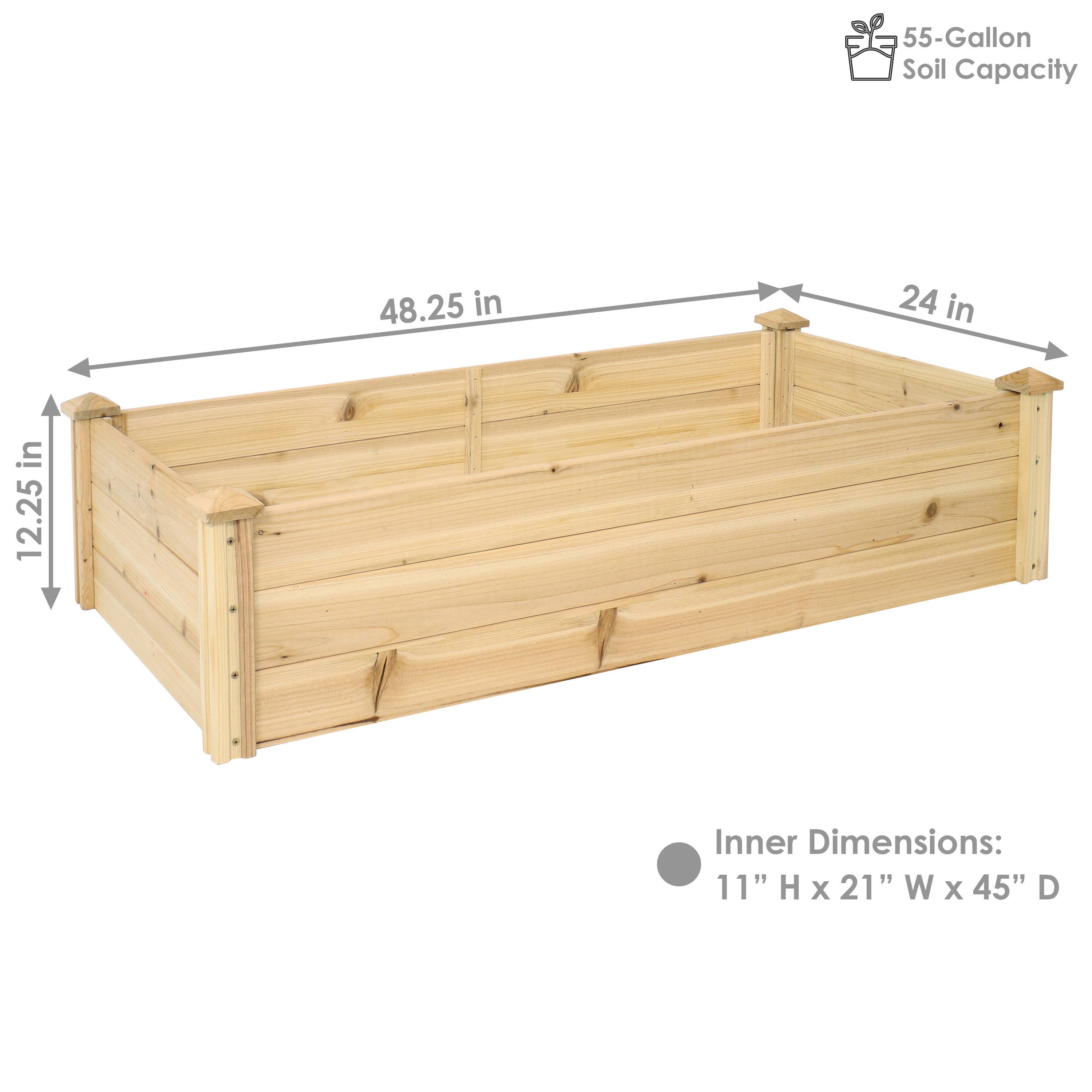 Sunnydaze Decor - Vente Jardinière - Carré de Jardin surélevé en Bois - 24 x 48,25 po - Naturel3