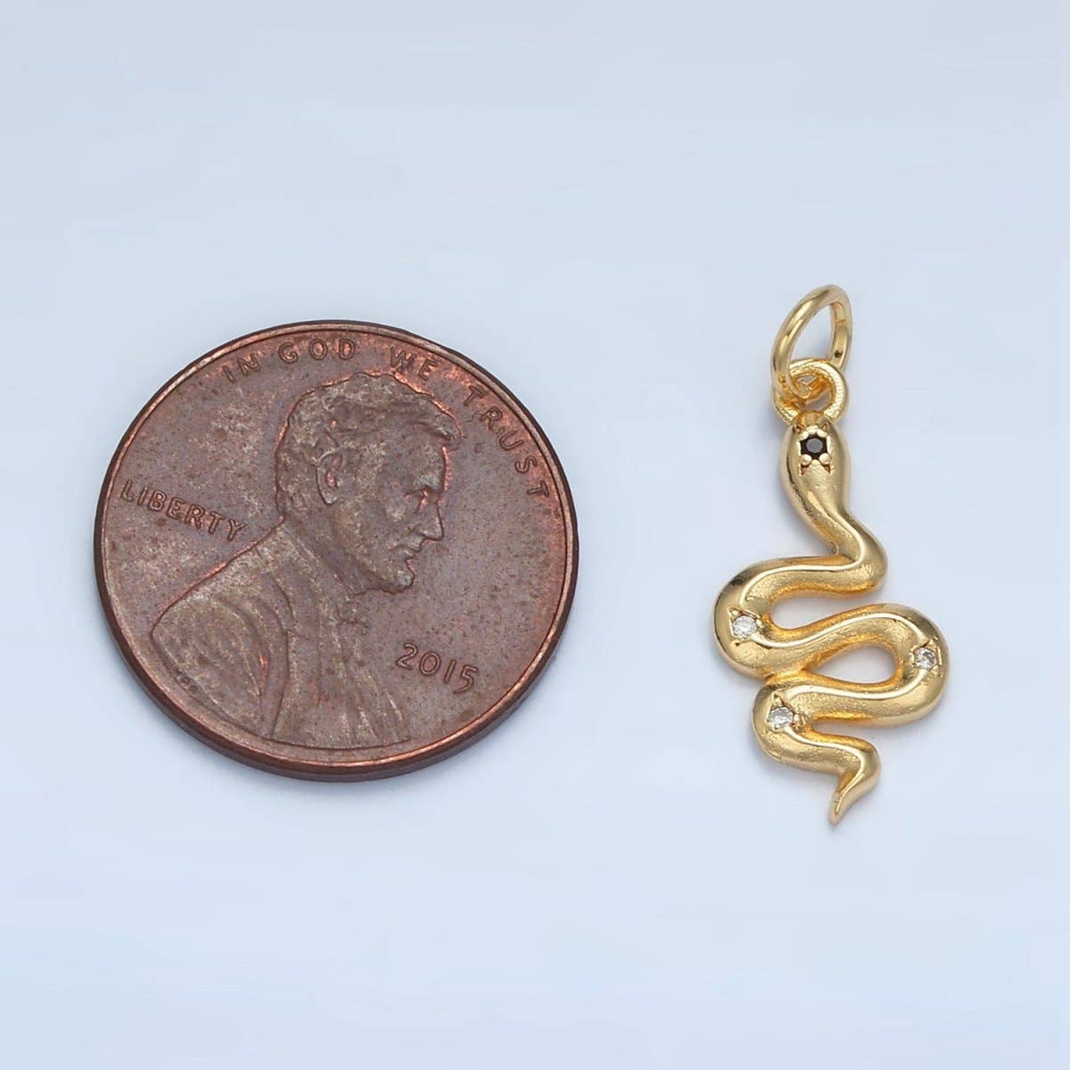 Aim Eternal – wholesale Individual charm/pendant – 24K Gold Filled Mini CZ Slither Snake Serpent Charm | E7322