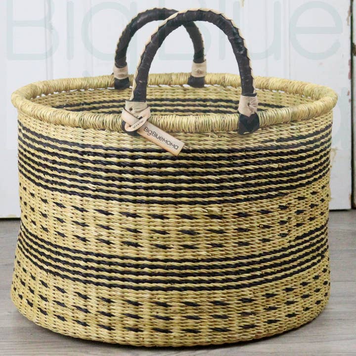 Big Blue Moma - Wholesale Laundry Basket - Short Laundry Basket - Stripes & Dashes