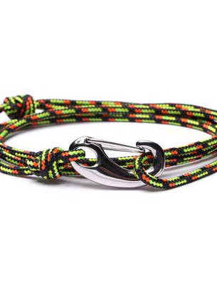 Schwarz-orangefarbenes, taktisches Kordelarmband für Herren (silberner Verschluss) für den Großhandel von We Are All Smith