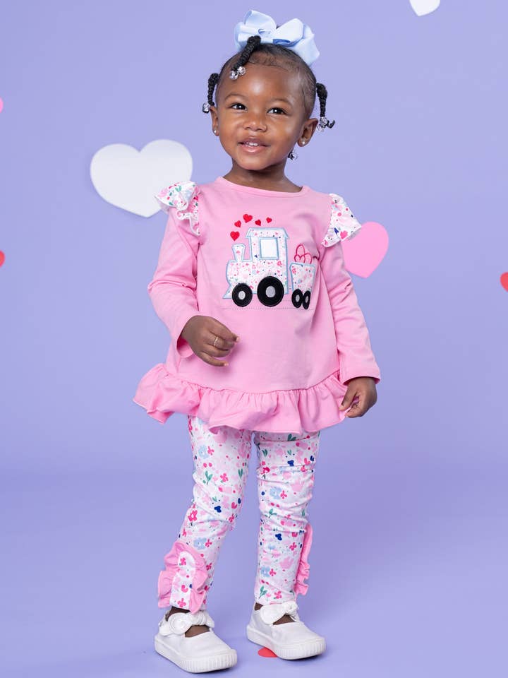 Love Delivery Floral Embroidered Ruffle Outfit for wholesale by Marie Nicole Clothing