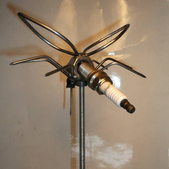 Creations Welded - Wholesale Garden/Lawn Stake - Mosquito Spark Plug Garden Stake, Metal Yard Art Insect3