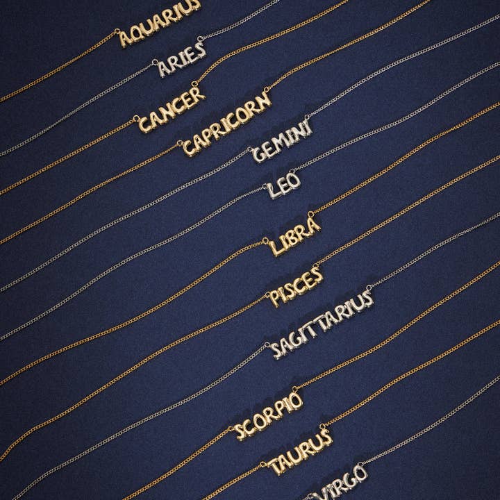 Guldbelagt stjernetegn halskædesæt – 12 forskellige tegn for engroshandel hos Frem