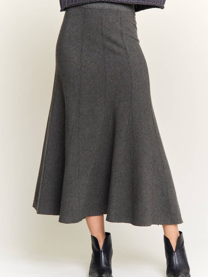 LES4153 -RIBBED KNIT PLEATED MIDI SKIRT for wholesale by Madelyn