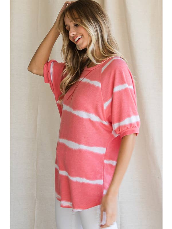 7th Ray – wholesale Tunika - Dam – Vardaglig Randig Batik Dam Tunika Topp T3978