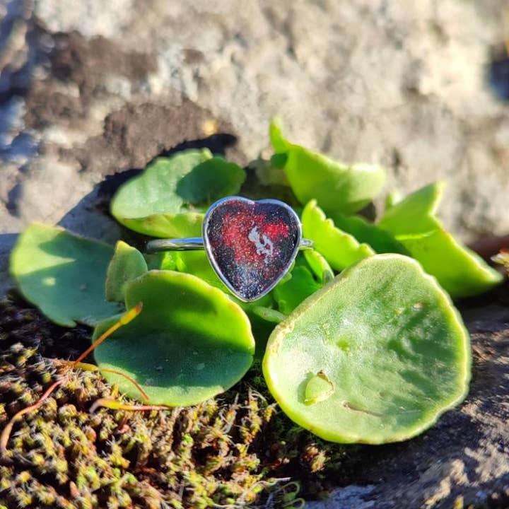 Schwarzer und roter Herzring aus Silber 🖤Einzigartiger Edelstahl 9mm für den Großhandel von Maroussia Bijou