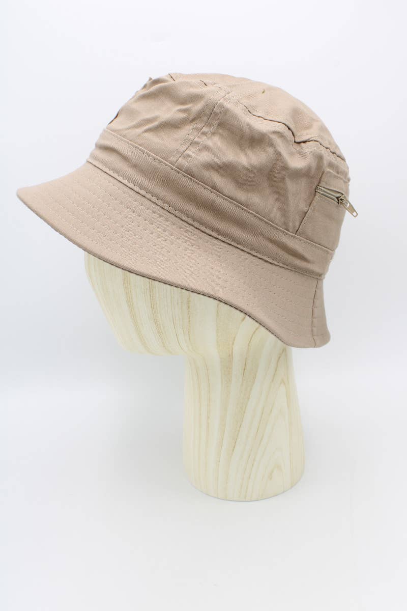 Hologramme Paris - Wholesale Bucket Hat - Unisex - Plain Cotton Classic Bucket Hat with Zip17