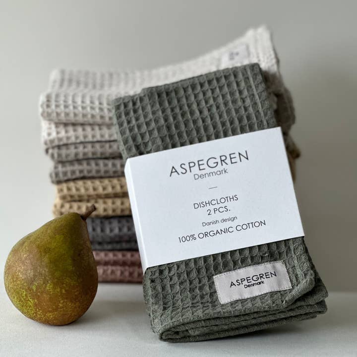 Aspegren Denmark - Wholesale Dishcloth - Dishcloths - Organic Cotton - Set of 2 - North - Olive1