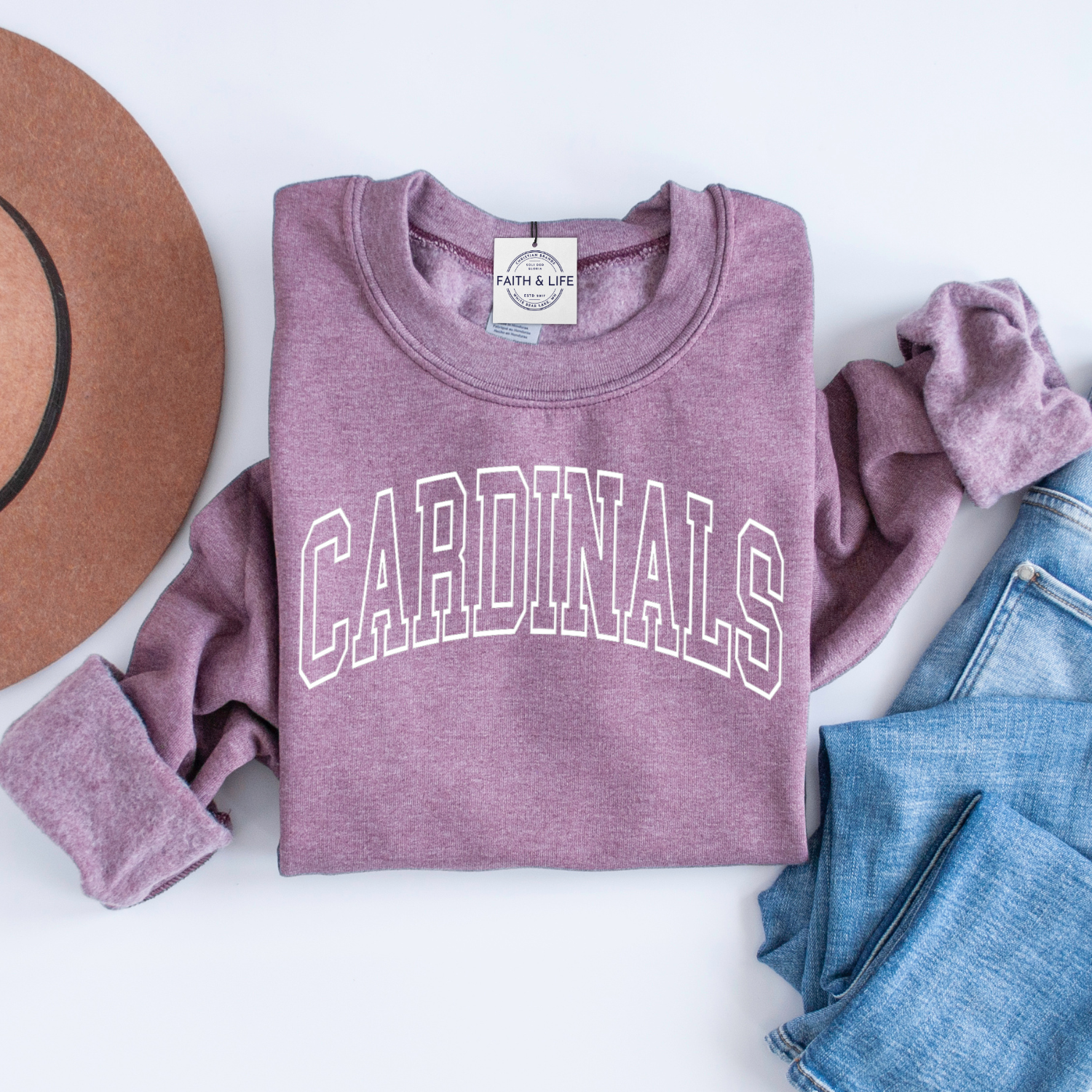 Faith & Life Christian Brands - Wholesale Graphic Sweatshirt - Women's - Custom Shop Name Varsity Letter Local Spirit Sweatshirt30