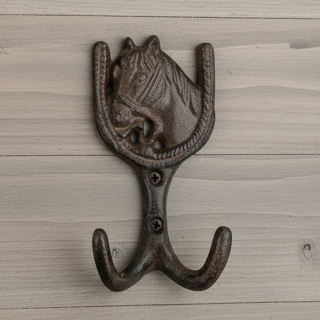 Appendiabiti da parete rustico vintage a ferro di cavallo, gancio in ghisa per cappotti, chiavi e asciugamani. per la vendita all'ingrosso da parte di Iron & Blossom