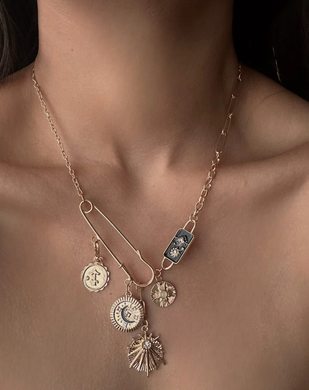 HoopLa - Wholesale Pendant/Charm Necklace - Celestial Black Coin Charm Black Moon Necklace3