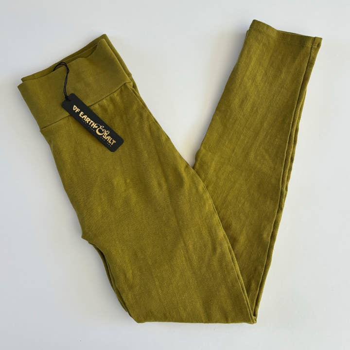 Hand-Dyed Leggings || Fennel for wholesale by Of Earth & Salt