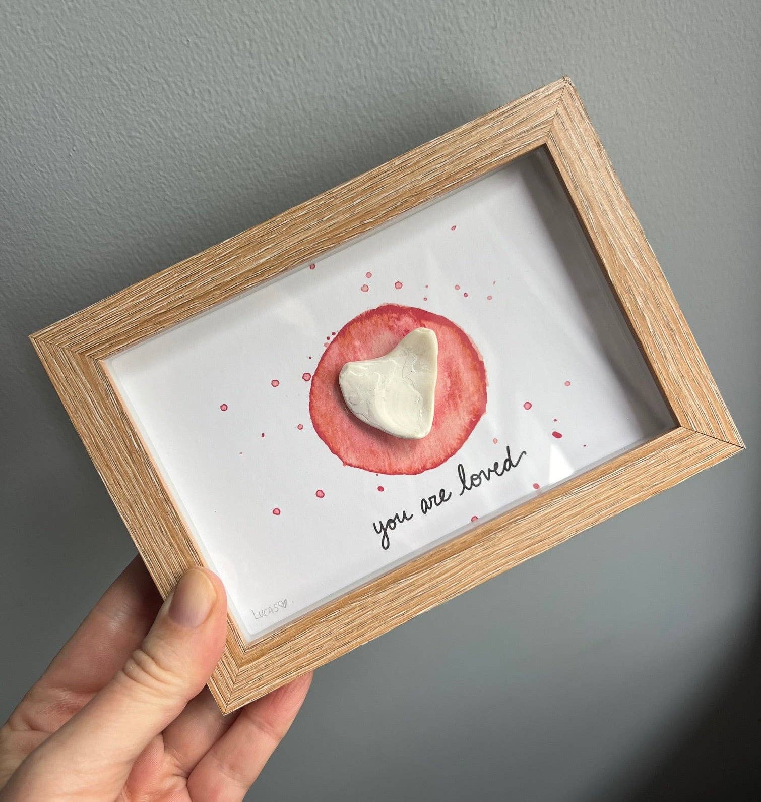 Sook & Hook - Wholesale Art Print - You are Loved Heart Artwork | Stone, Sea Glass or Shell Heart in a Shadow Box Frame1