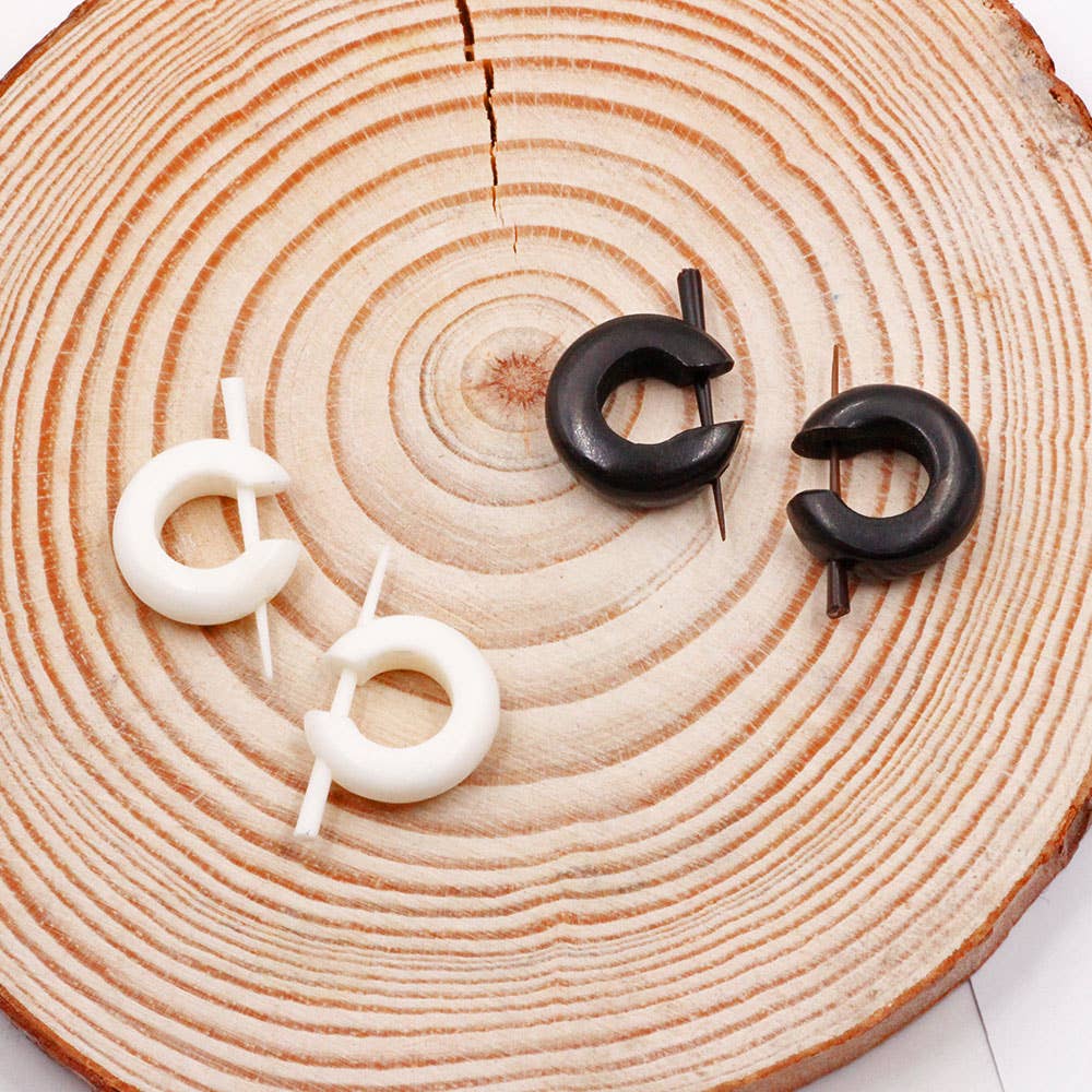 White Horn/Bone Tribal Earrings - ZE-020 for wholesale on Faire0