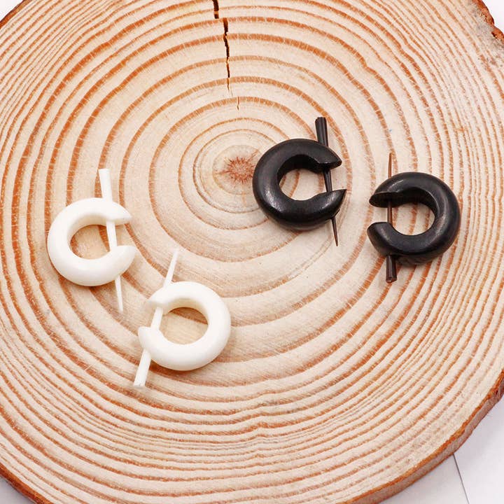 White Horn/Bone Tribal Earrings - ZE-020 for wholesale on Faire0