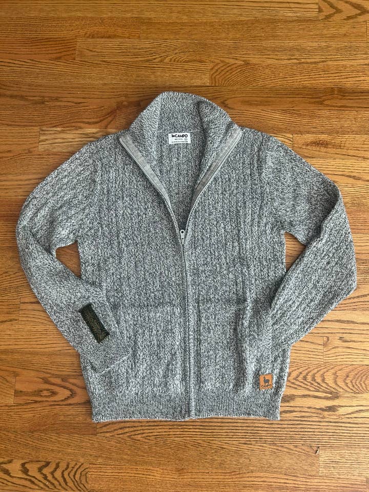 Ribbed Full Zip Alpaca Cardigan - Mock Neck for wholesale by Campo Alpaca