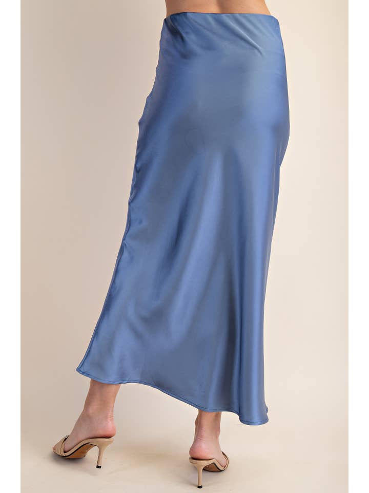 Glam - Wholesale Skirt - Women's - Waist Elastic Band Midi Satin Skirt25