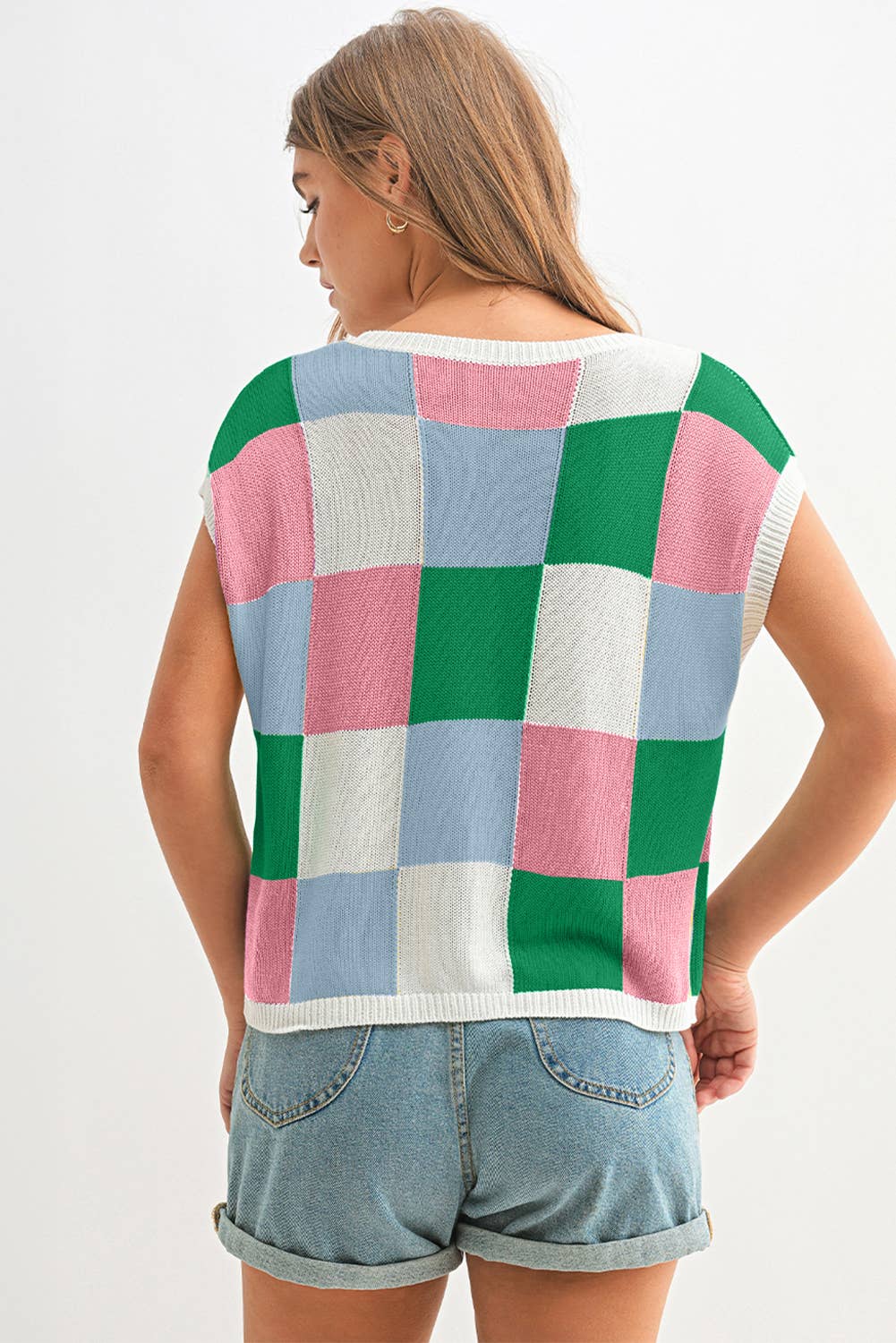Aapparella - Vente Pull en maille – femme - Haut en tricot à manches courtes colorblock | S-2XL8