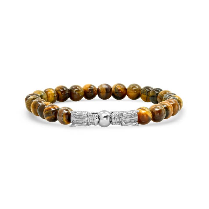 Dragon Head Tiger Eye Beaded Bracelet for wholesale by Steeltime NYC