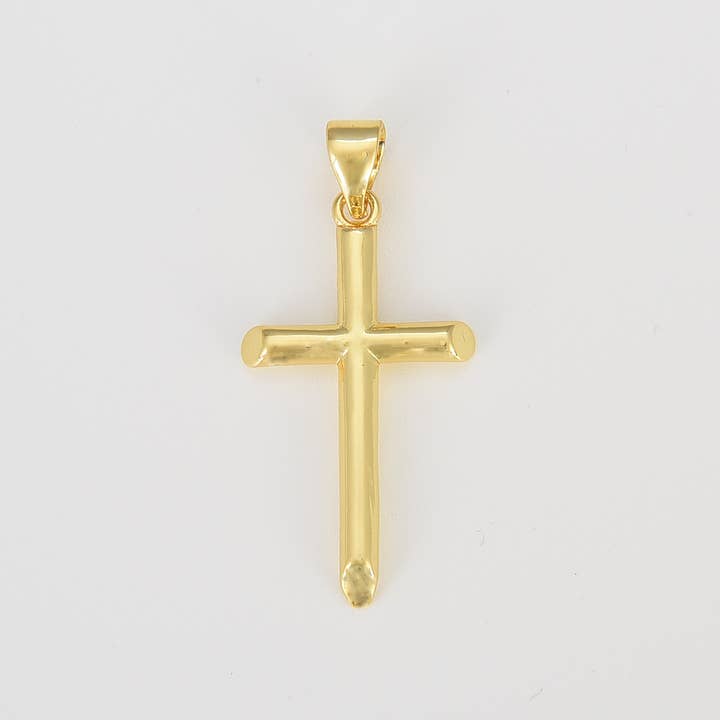 Beads Creation - Wholesale Individual Charm/Pendant - Gold Filled Minimalist Cross Charm Pendant, CP1204