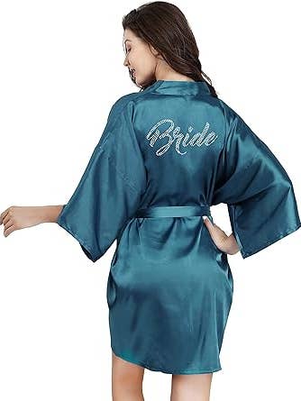 LA Merchandise - Wholesale Robe - Women's - La Merchandise LAB1800 Women's Satin Short Bridal Party Robe26