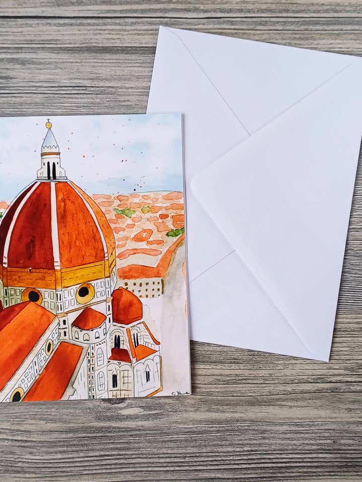 Grußkarte – Italien – Reiseinspirierte Aquarellillustration für den Großhandel von Christina Jenne Art and Design