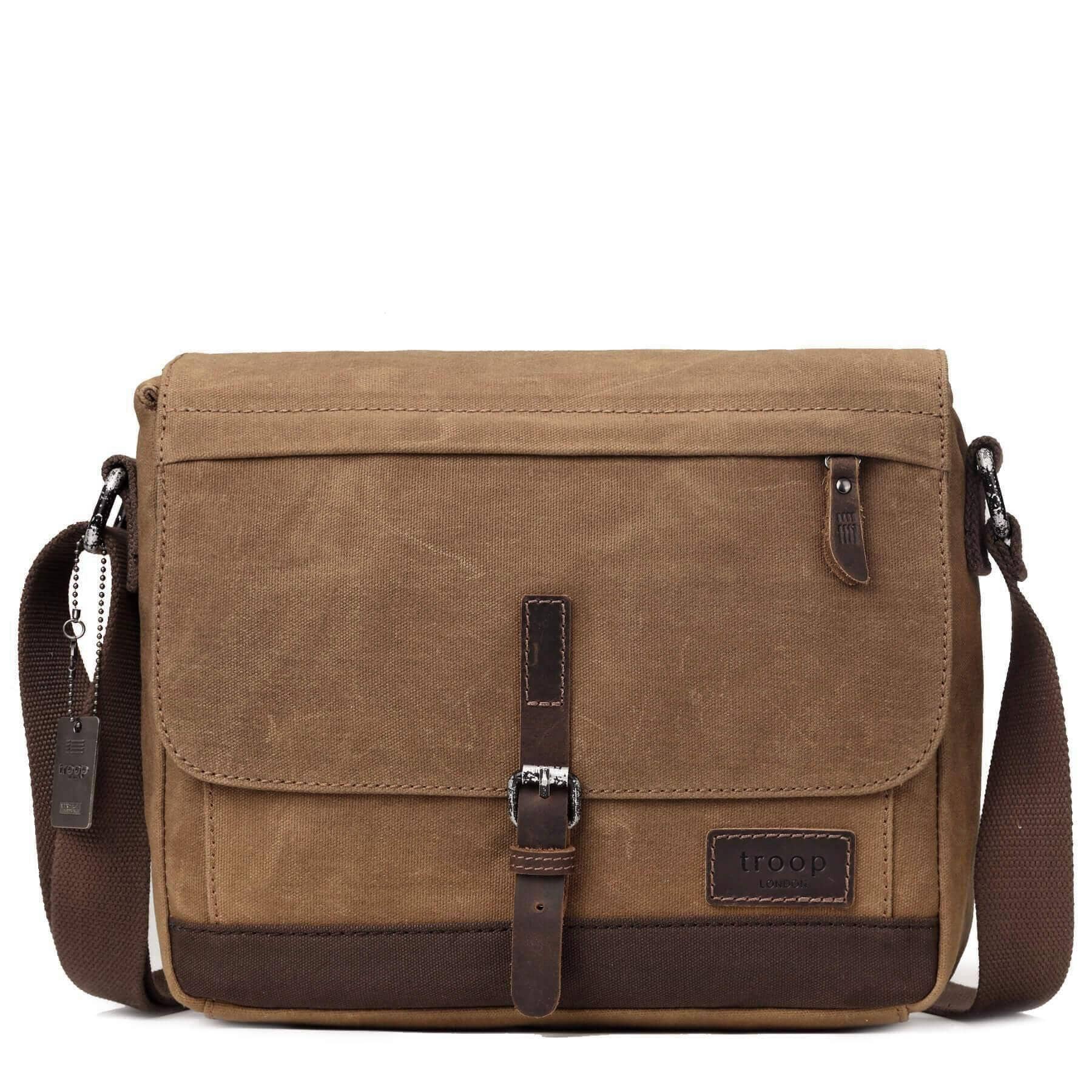 Troop London – wholesale Messenger bag – Men's – TRP0443 Troop London Heritage Canvas Leather Messenger Bag, Travel Bag, Tablet Friendly0