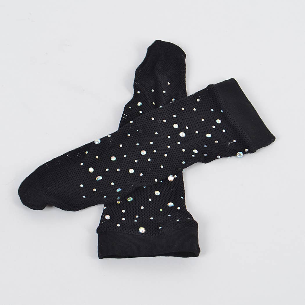 BK Sorte strømper i netmateriale med rhinsten for engroshandel på Faire1