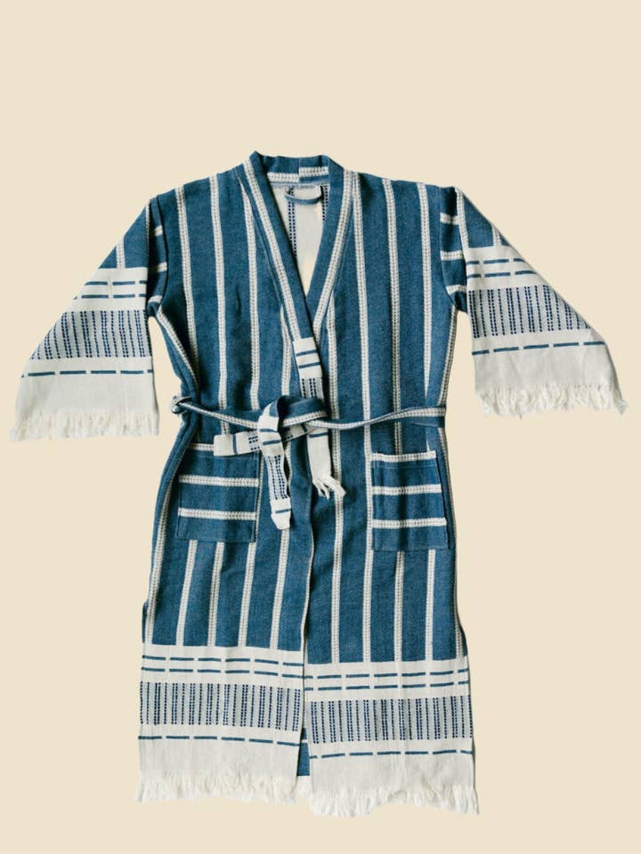 One Stone Goods - Wholesale Robe - Unisex - Nipi Blue Bathrobe2