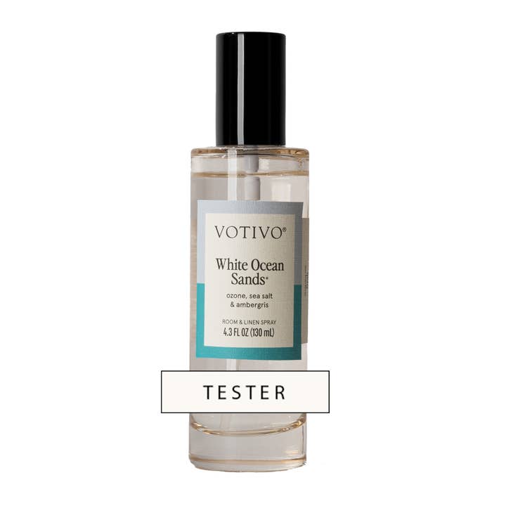 White Ocean Sands Room & Linen Spray Tester for wholesale by Votivo