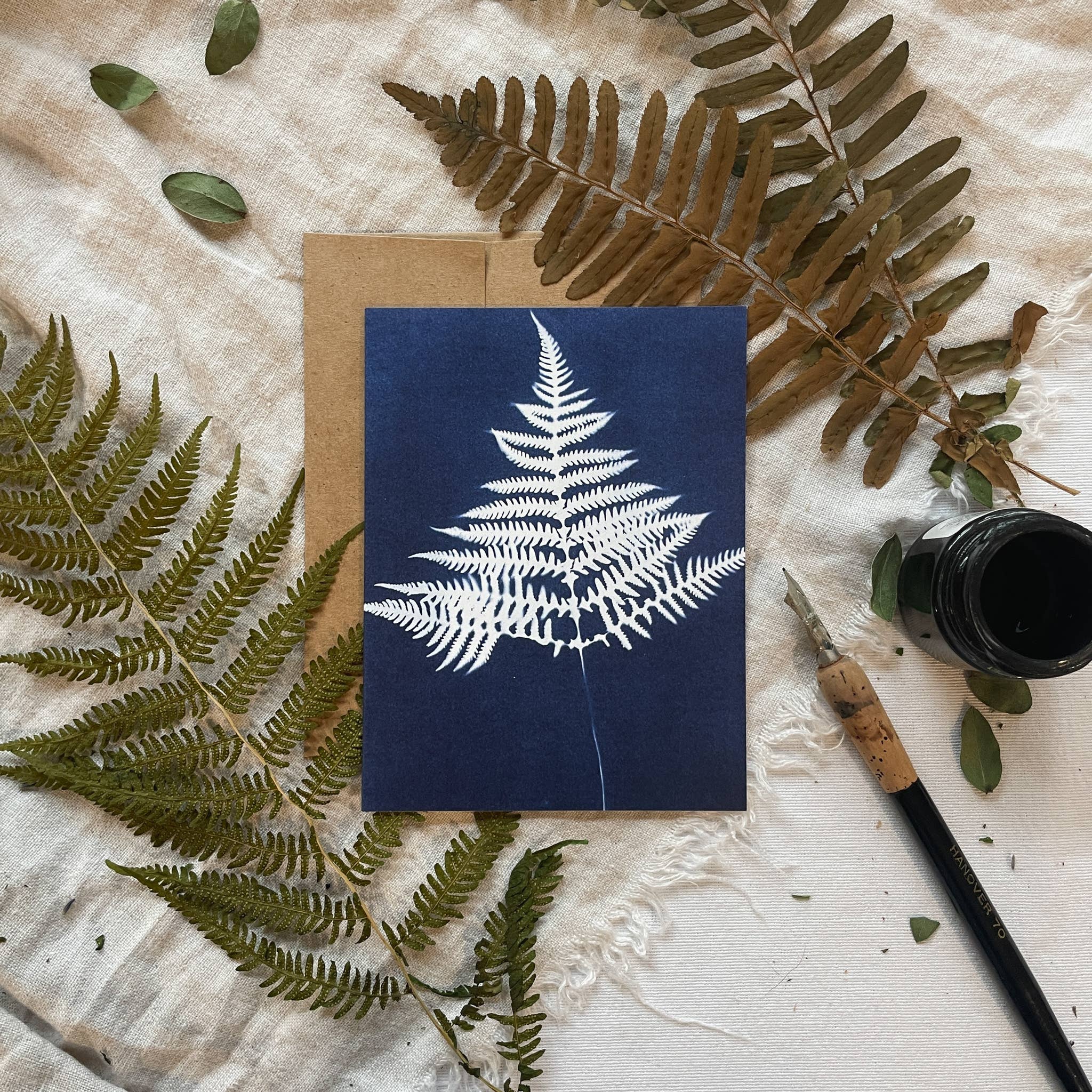 Atwater Designs - Vente Carte de vœux classique - Coffret de cartes de vœux Ferns | Botanical Cyanotype8