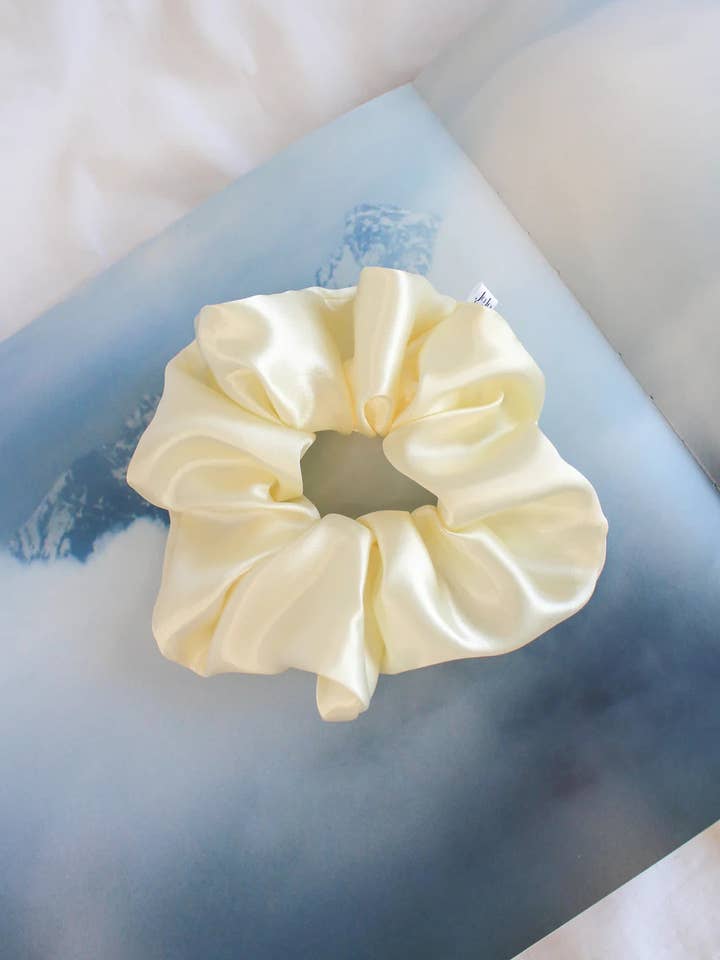 Silky French Vanilla Satin Scrunchies for wholesale by JoJo Makes