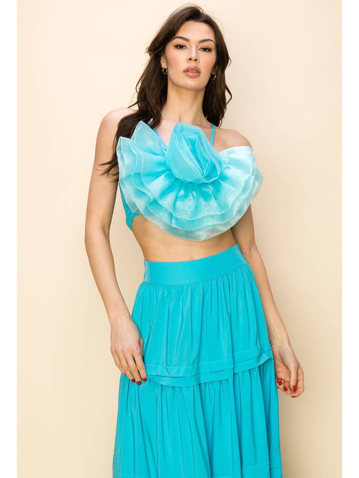 QMP Moda - Wholesale Blouse - Women's - FLOWER TOP WITH ELASTIC BACK AND ZIPPER