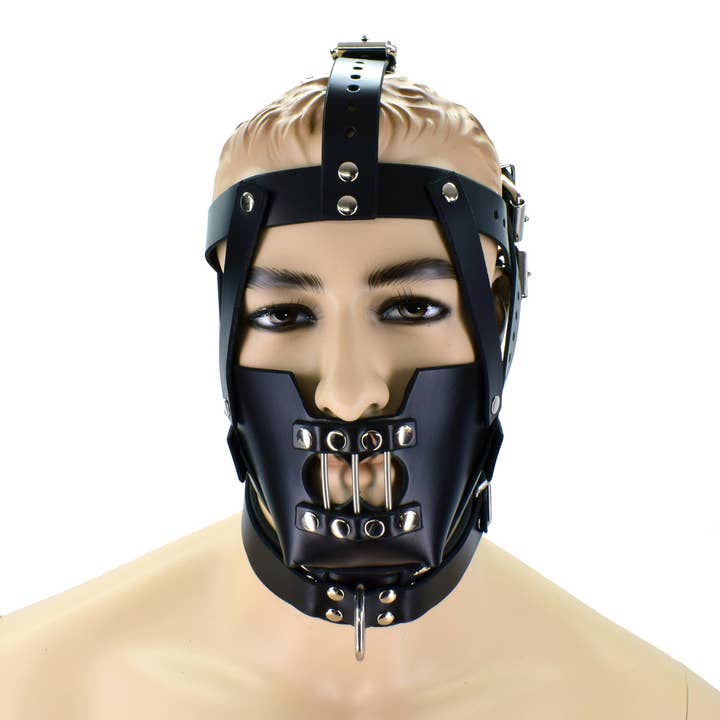 "Hannibal" Leather Bondage Hood for wholesale by Axovus