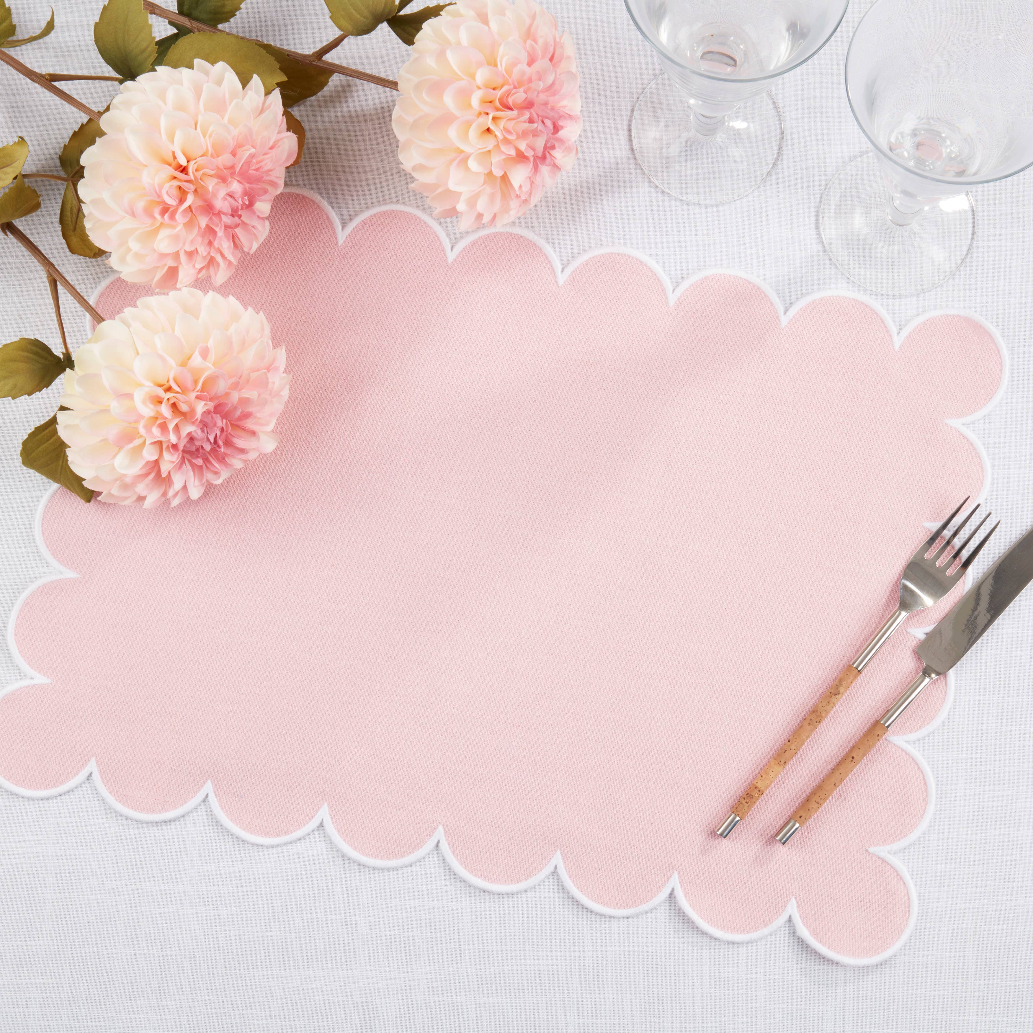 Saro Lifestyle – wholesale Placemat – Cotton Scalloped Placemat17