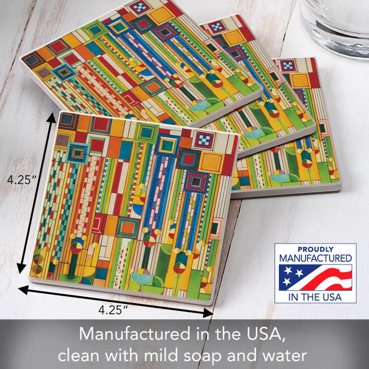 CounterArt/Highland Home/Thirstystone/CoasterStone - Wholesale Coasters - FLW "Saguaro Forms" 4-Pack Stone Coaster Set 4.25" 1