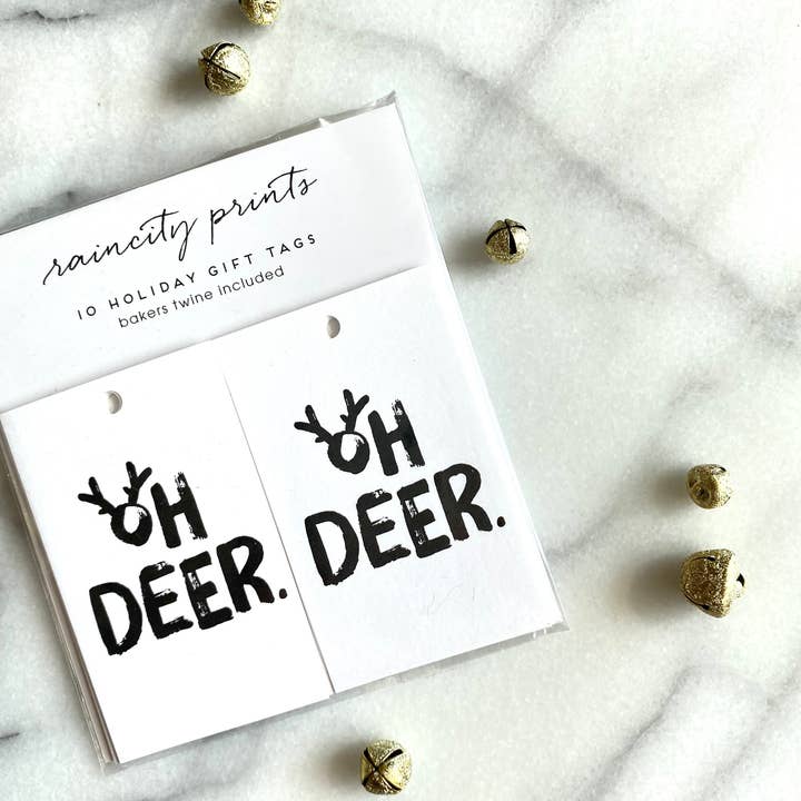 Oh Deer Gift Tags - set of 10 for wholesale by Raincity Prints