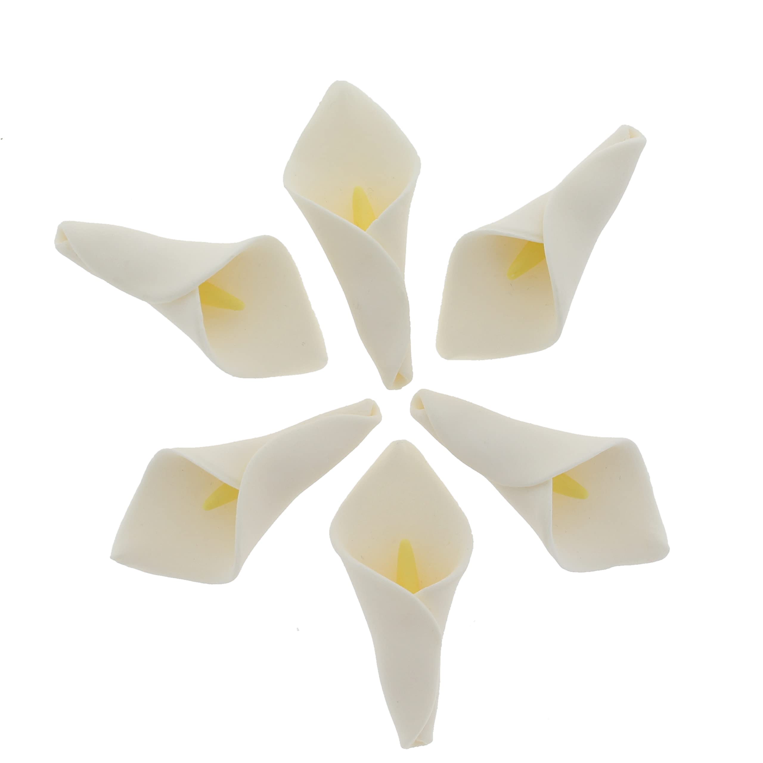 Global Sugar Art - Wholesale Cake/Cupcake Topper - Calla Lily Sugar Cake Flowers by Global Sugar Art, White with Yellow, Unwired, Medium, 18 Count5