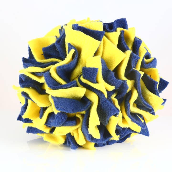 Sniffball in yellow and midnight blue for wholesale by Pawcord by Franzi