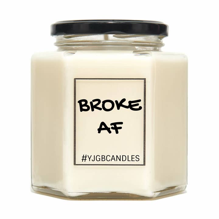 Vela perfumada Broke AF para venta al por mayor de Lindsay Lucas Candles