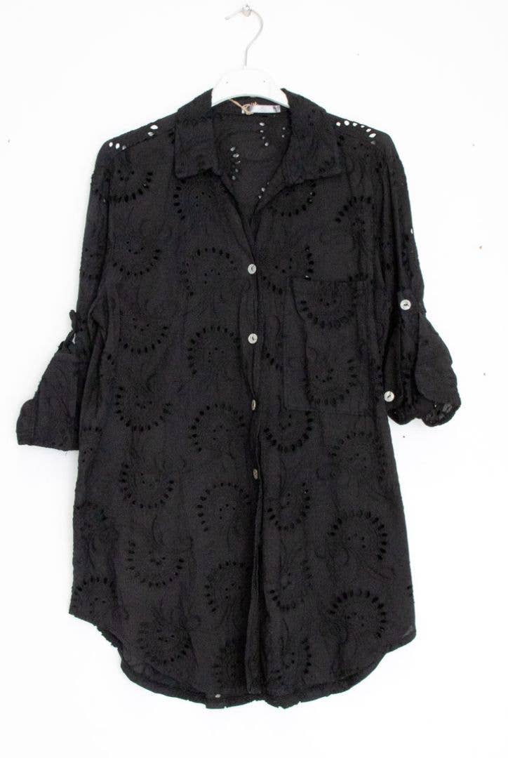 Happy look - Wholesale Button Down Shirt - Women's - English embroidery shirt with chest pocket3