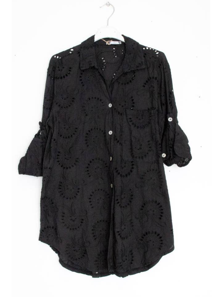 Happy look - Wholesale Button Down Shirt - Women's - English embroidery shirt with chest pocket3