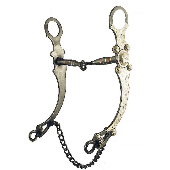 Iron with Copper Inlay Mouth Curb Bit 5" with 8" Cheeks for wholesale by Intrepid International