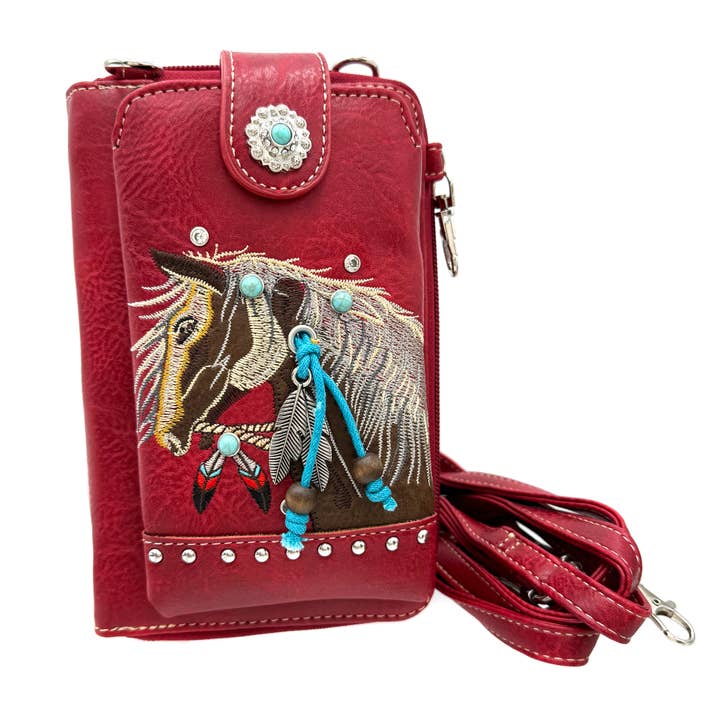 Lunar Deer - Wholesale Phone Wallet - Women's - Embroidered Horse Crossbody Western Phone Wallet9