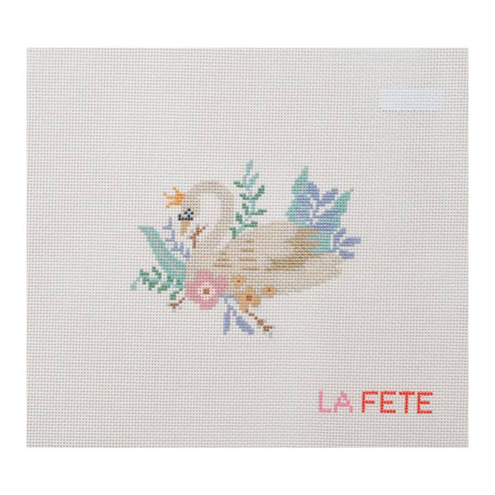 12 Days Of Christmas - Seven Swans A-Swimming Hand Painted Needlepoint Canvas for wholesale by La Fete Needlepoint
