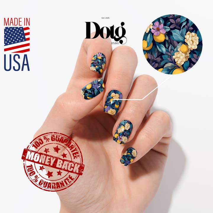 Design on The Go Studio - Wholesale Nail Art/Decal - Lemon Blossom Nail Wraps DIY Manicure & Pedicure Stickers5